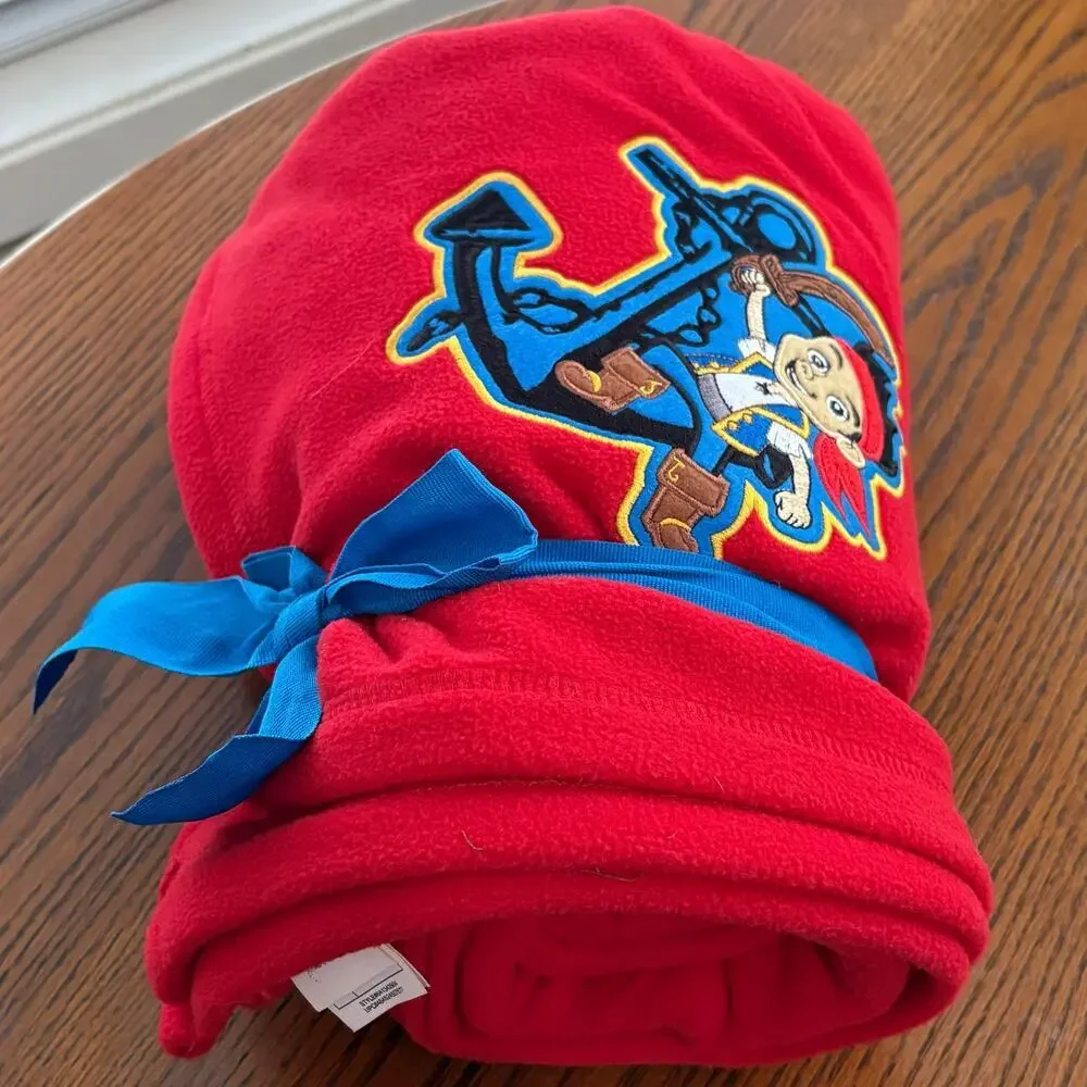 Disney Store Jake and the Neverland Pirates Red Embroidered Throw Blanket